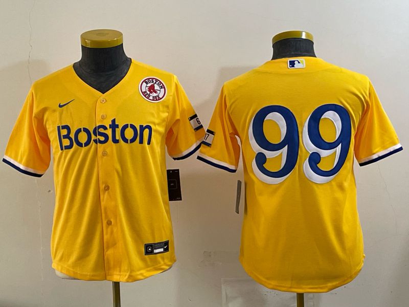 Youth 2025 Boston Red Sox #99 No Name Yellow Nike MLB Jersey 07